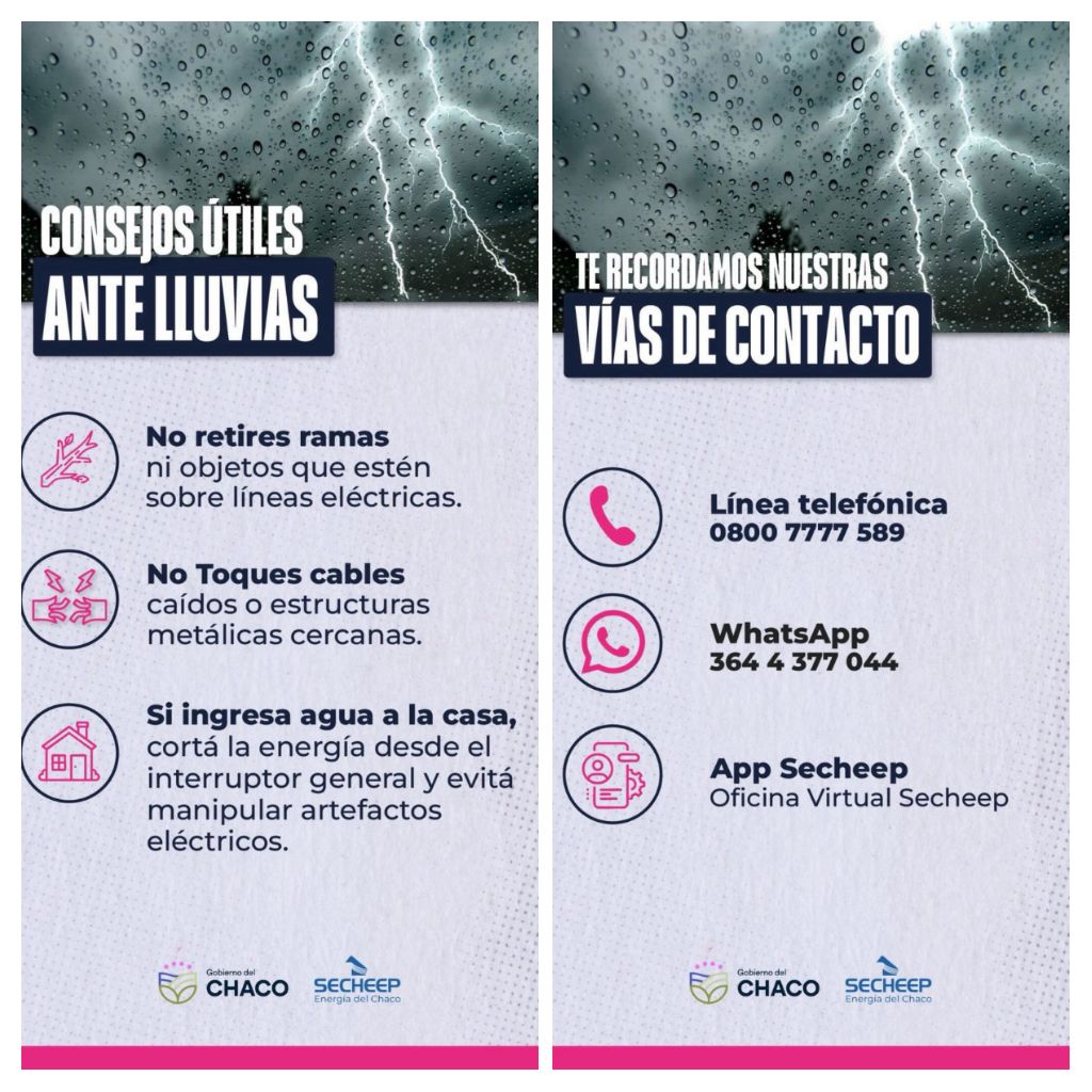 *SECHEEP RECOMIENDA RIESGOS ELÉCTRICOS DURANTE LAS LLUVIAS Y TORMENTAS*