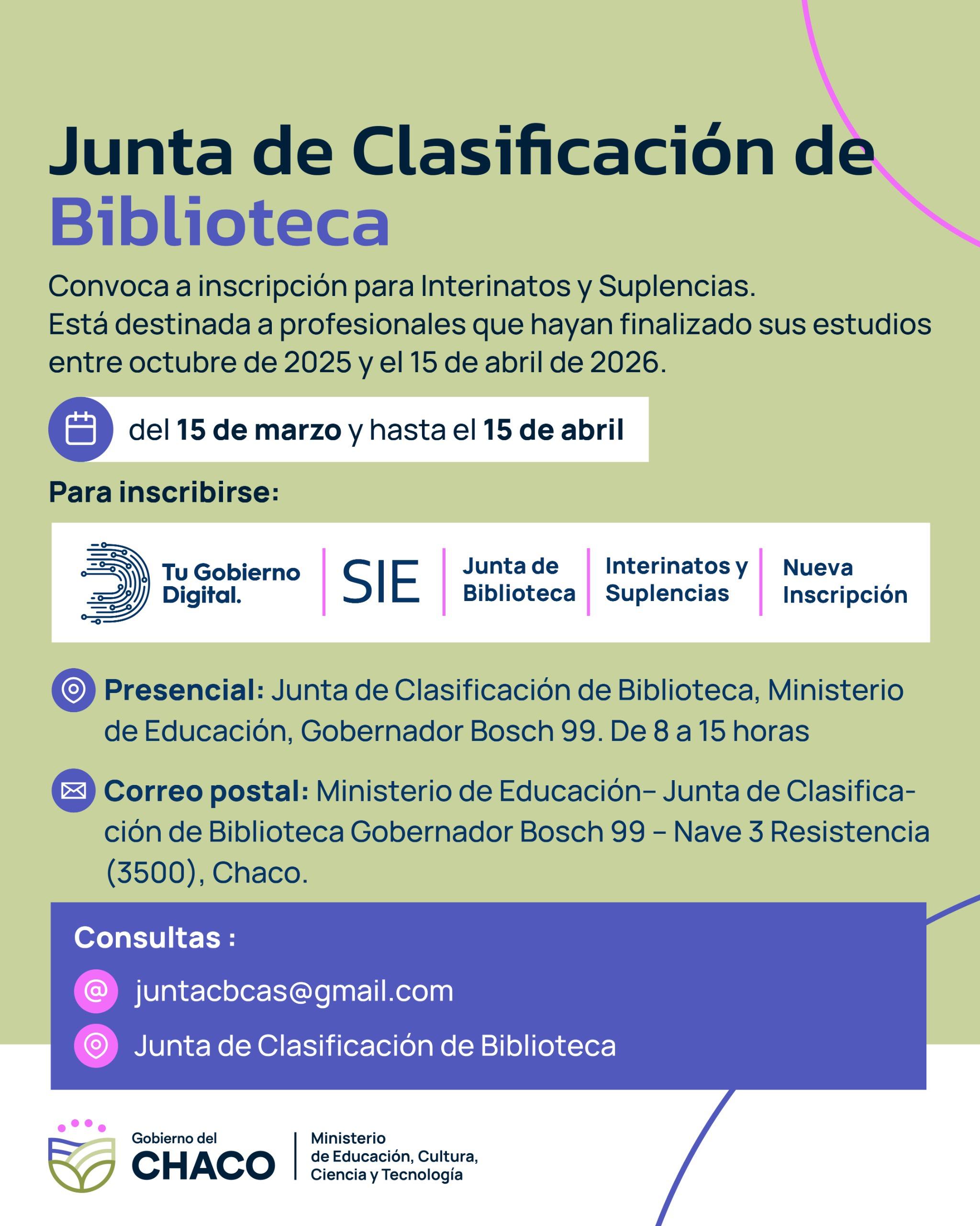 *EDUCACI&Oacute;N: ABREN INSCRIPCIONES EXTRAORDINARIOS PARA INTERINATOS Y SUPLENCIAS DE DOCENTES BIBLIOTECARIOS*