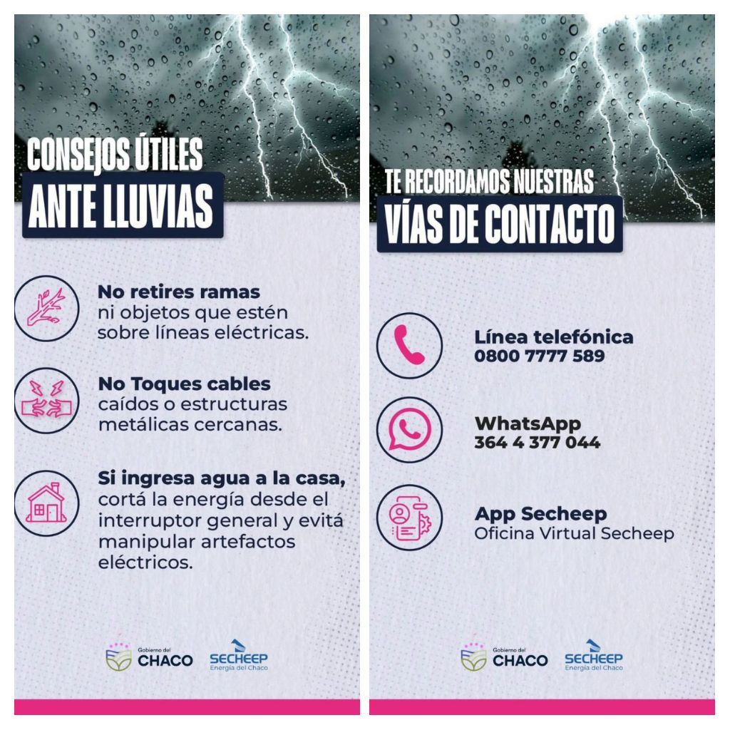 *ANTE LLUVIAS: RECOMENDACIONES PARA CUIDARSE Y PREVENIR RIESGOS EL&Eacute;CTRICOS*
