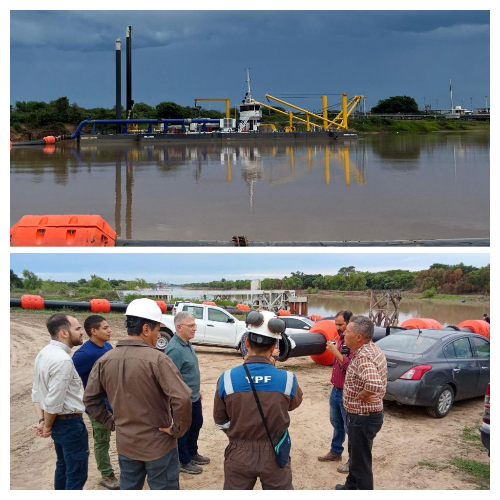 RIACHO BARRANQUERAS: EQUIPOS TÉCNICOS DE LA APA SUPERVISARON TAREAS DE DRAGADO EN LA ZONA DEL MUELLE DE YPF