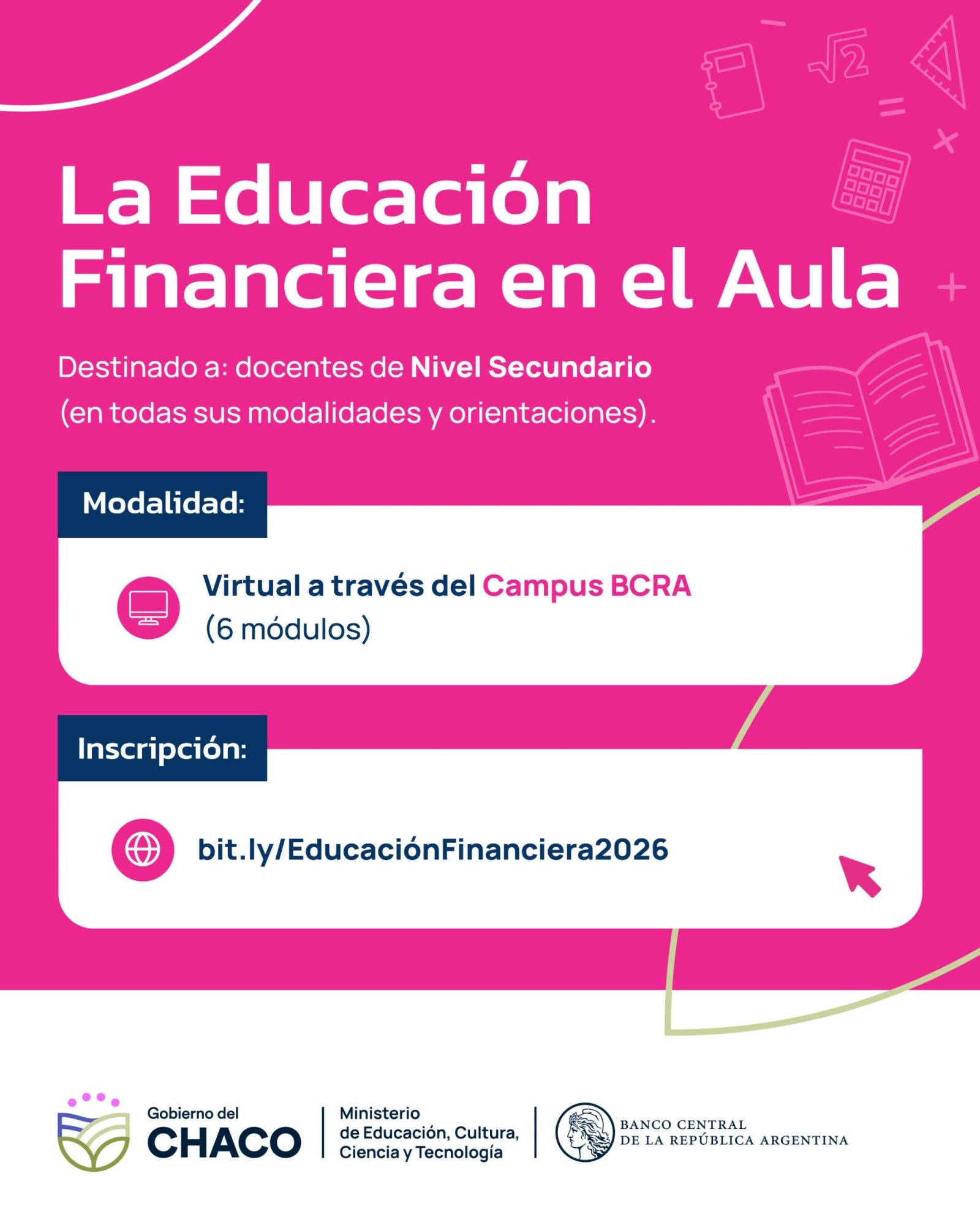 *EDUCACI&Oacute;N LANZO LA CAPACITACI&Oacute;N GRATUITA "EDUCACI&Oacute;N FINANCIERA EN EL AULA 2026" PARA DOCENTES DE SECUNDARIA*