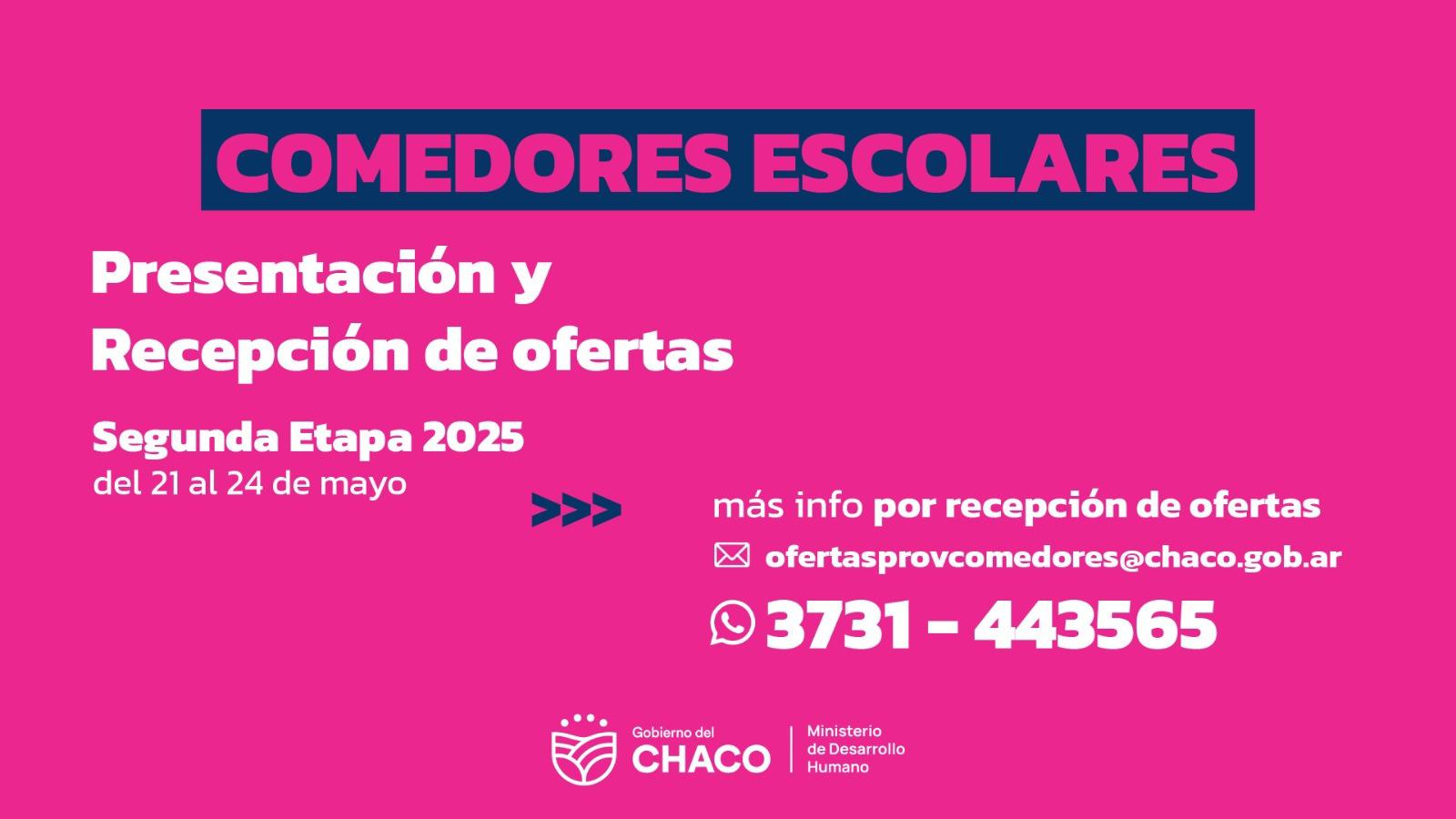 SEGUNDA ETAPA 2025: PRESENTACIÓN DE OFERTAS PARA COMEDORES ESCOLARES