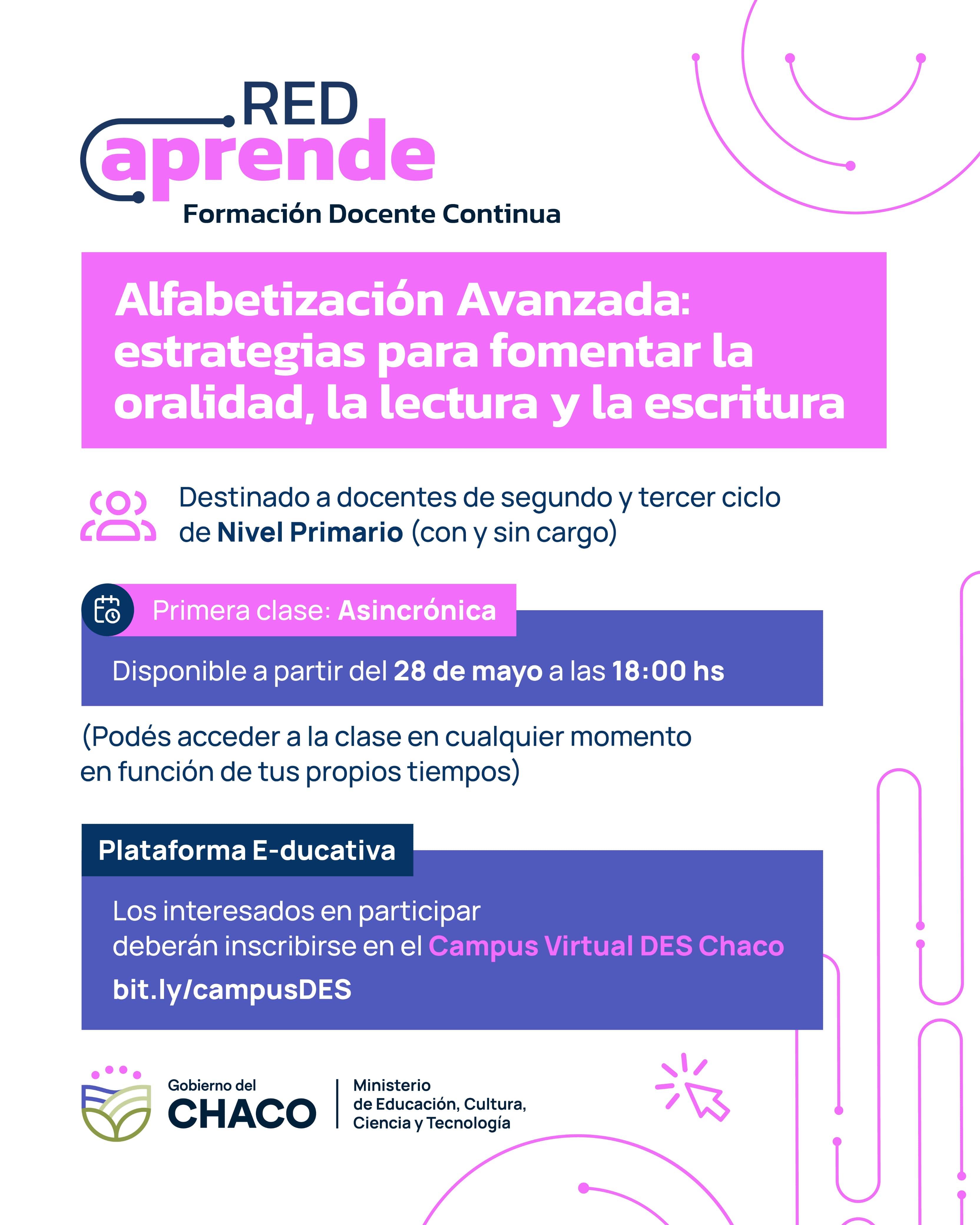 PROGRAMA DE FORMACIÓN DOCENTE RED APRENDE: INICIA CURSO DE ALFABETIZACIÓN AVANZADA PARA DOCENTES PRIMARIOS