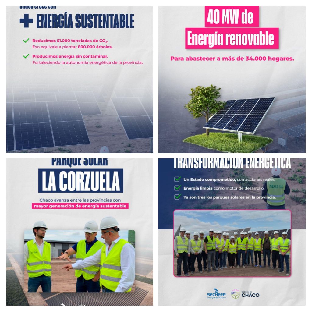 Chaco avanza en la transformación de su matriz energética   PARQUE SOLAR “LA CORZUELA”: UNA OBRA QUE FORTALECE LA TRANSICIÓN ENERGÉTICA DE LA PROVINCIA