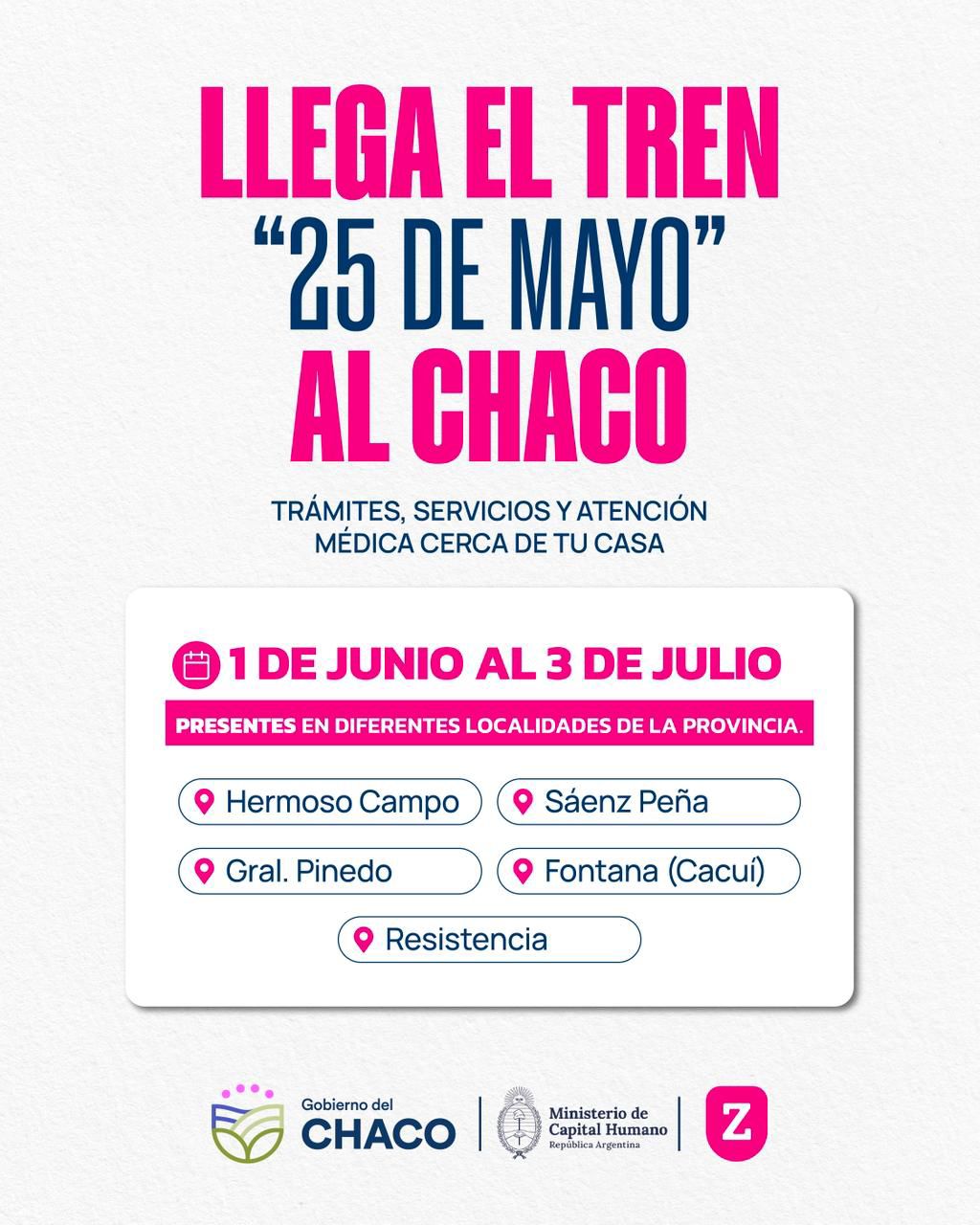 *EL TREN 25 DE MAYO VUELVE A LAS V&Iacute;AS Y COMENZAR&Aacute; SU RECORRIDO NACIONAL DESDE CHACO*