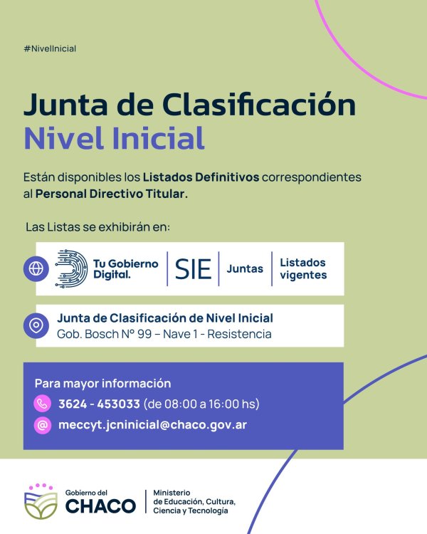 *NIVEL INICIAL: PUBLICAN LISTADOS DEFINITIVOS DE PERSONAL DIRECTIVO TITULAR*