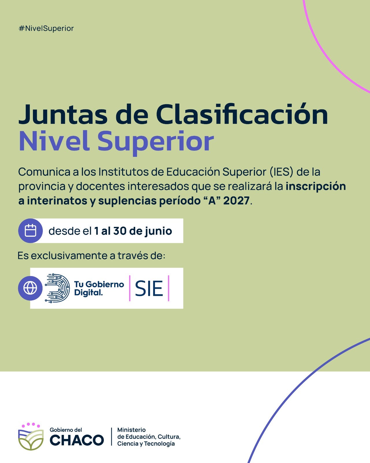 *NIVEL SUPERIOR: ABRE LA INSCRIPCI&Oacute;N A INTERINATOS Y SUPLENCIAS PARA EL PER&Iacute;ODO &ldquo;A&rdquo; 2027*