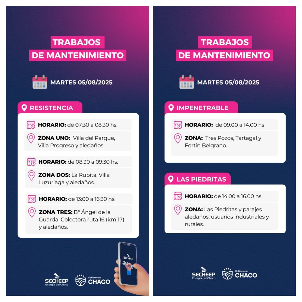 ESTE MARTES 5: SECHEEP REALIZARÁ TRABAJOS DE MANTENIMIENTO 