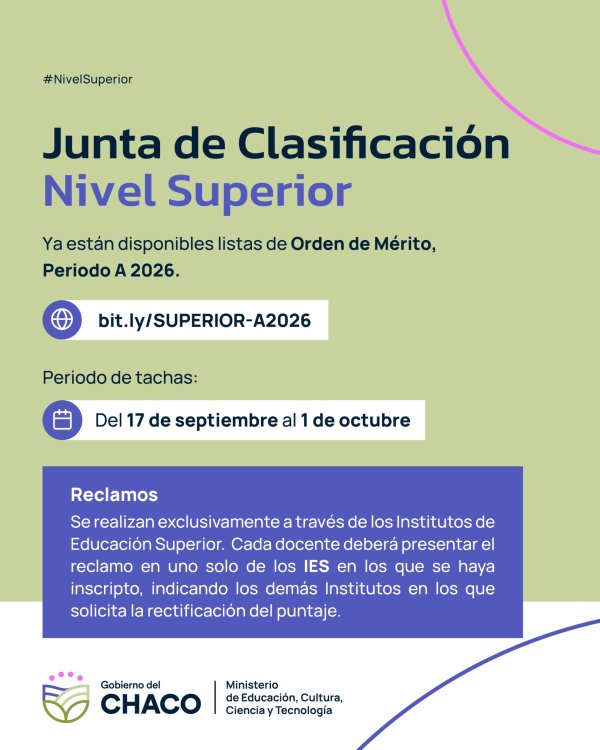 *EDUCACI&Oacute;N SUPERIOR: YA EST&Aacute;N DISPONIBLES LAS LISTAS DE ORDEN DE M&Eacute;RITOS DEL PER&Iacute;ODO &ldquo;A&rdquo; 2026*