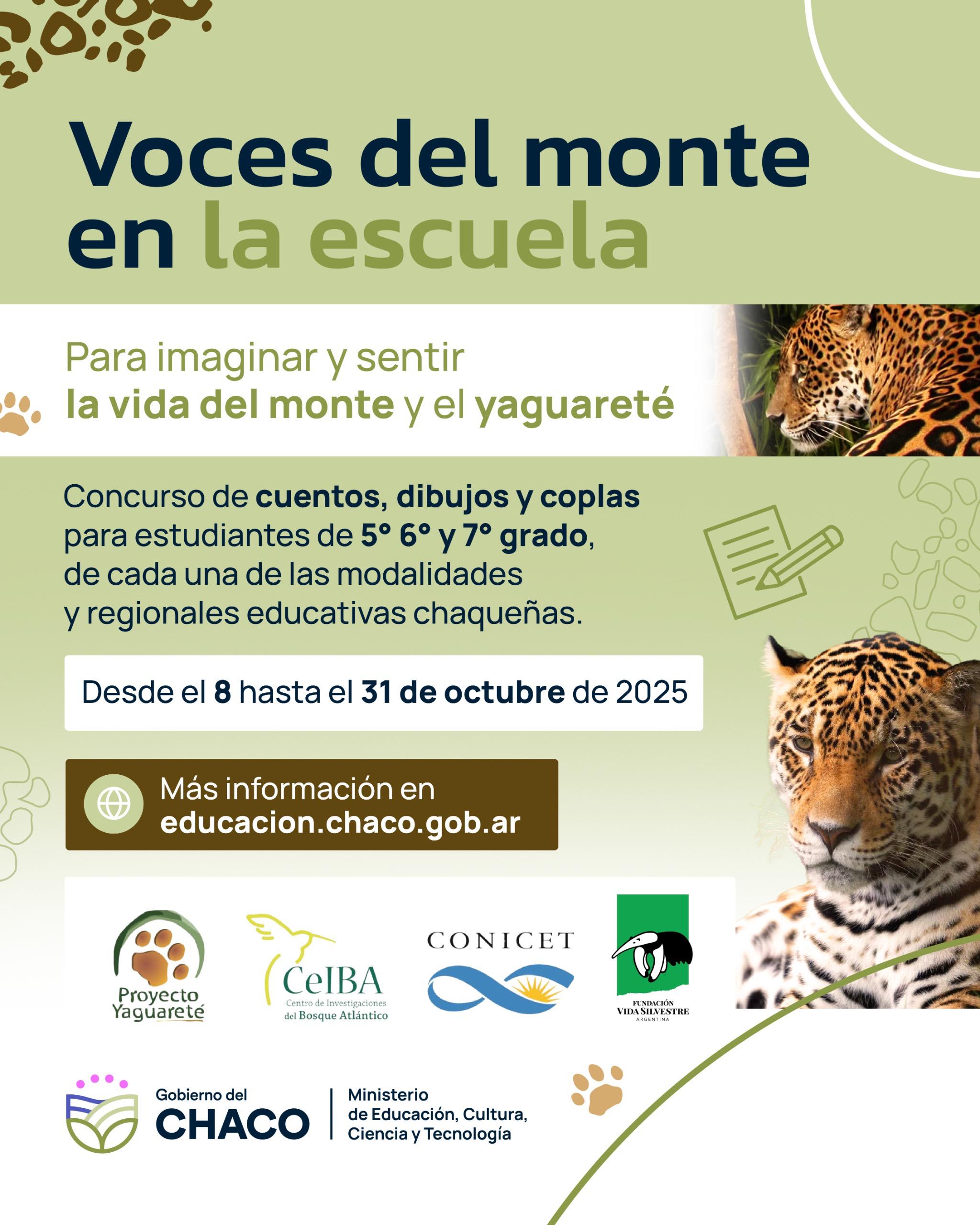 Lanzan concurso escolar para crear dibujos, cuentos y coplas sobre el yaguarete y el monte chaqueño 