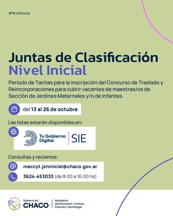 *NIVEL INICIAL: DESDE ESTE MARTES SE PODR&Aacute;N CONSULTAR LOS LISTADOS Y REALIZAR LAS CONSULTAS POR CONCURSOS DOCENTES*