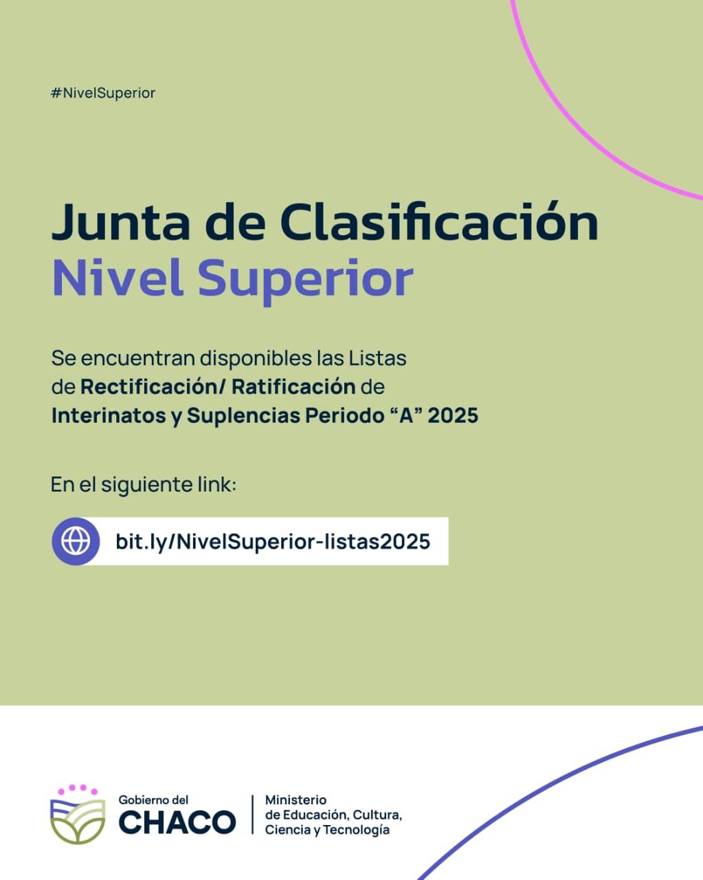 *EDUCACIÓN SUPERIOR: ESTÁN DISPONIBLES LISTAS DE RATIFICACIÓN DE INTERINATOS Y SUPLENCIAS*  